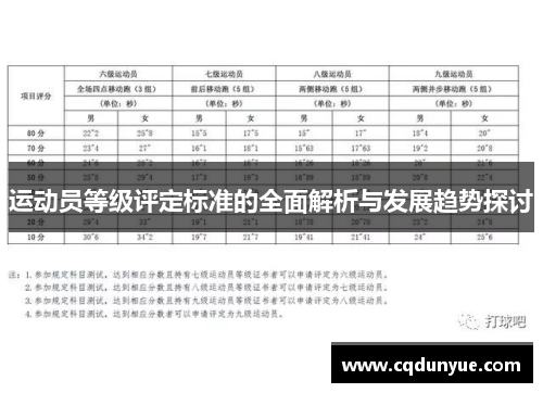 运动员等级评定标准的全面解析与发展趋势探讨